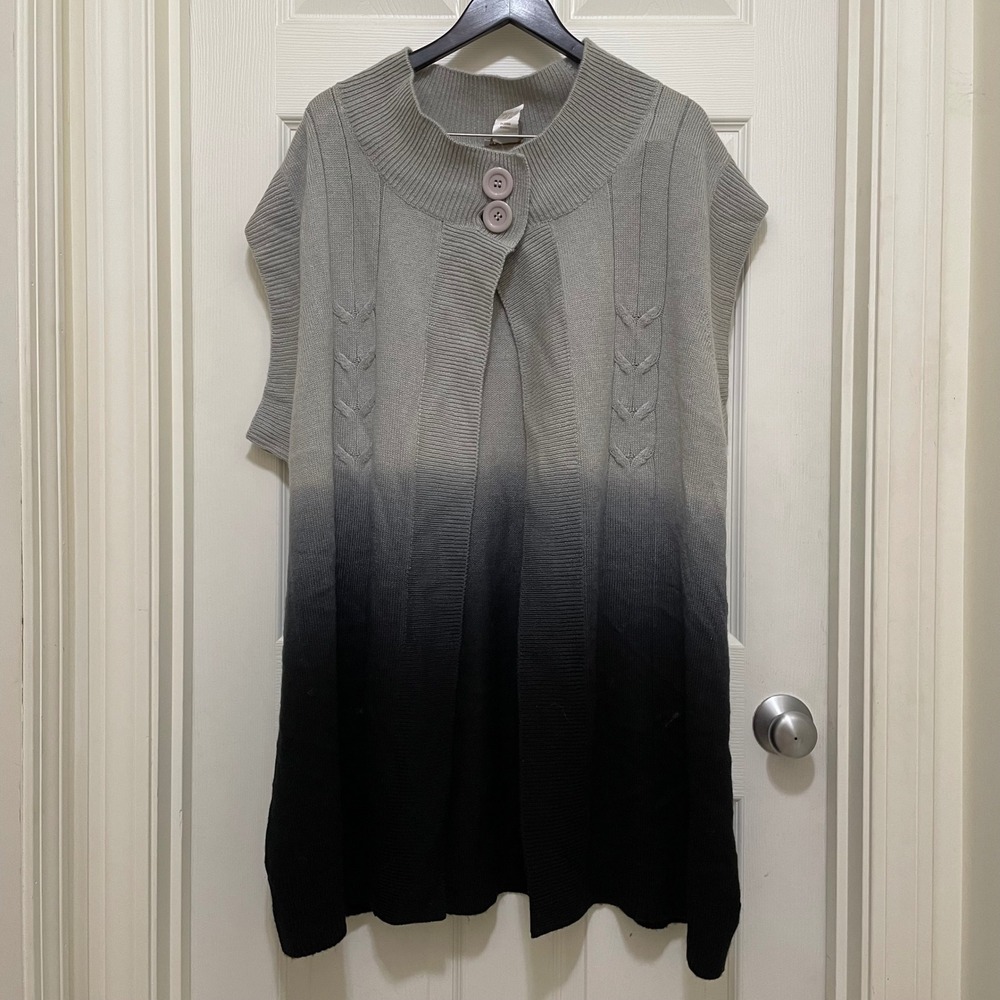 Monroe & Main Ombre Knit Sleeveless‎ Cardigan Sweater Vest Wool Blend 3X NWOT